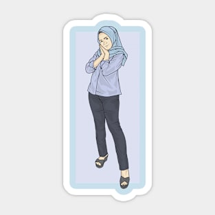 Girl In Lavender Oufit and Jeans Sticker